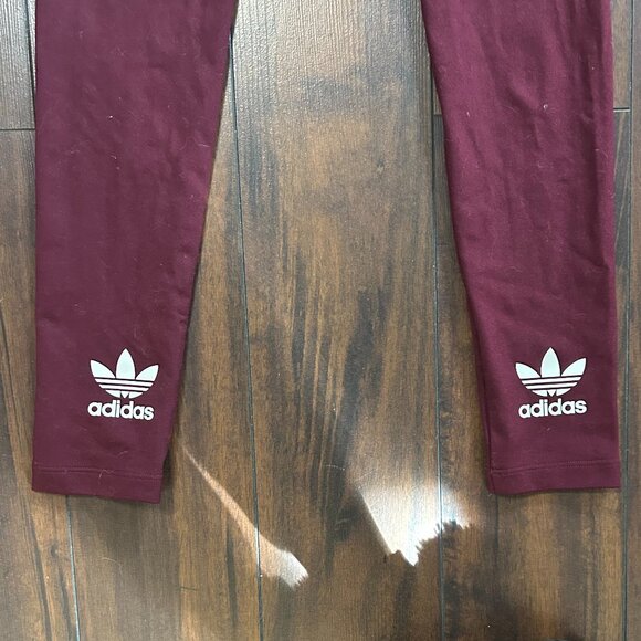Adidas Originals Trefoil Maroon Leggings Women's Size 2XS Excellent Condition - Picture 3 of 8